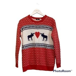 BDG | Holiday themed moose crew neck pullover sweater | XS
